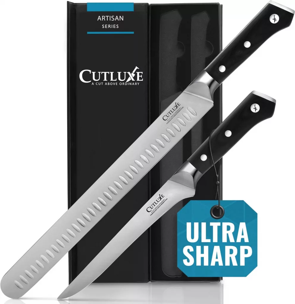 Cutluxe BBQ Knife Set-of-2-Brisket-Slicing Knife and Boning Knife